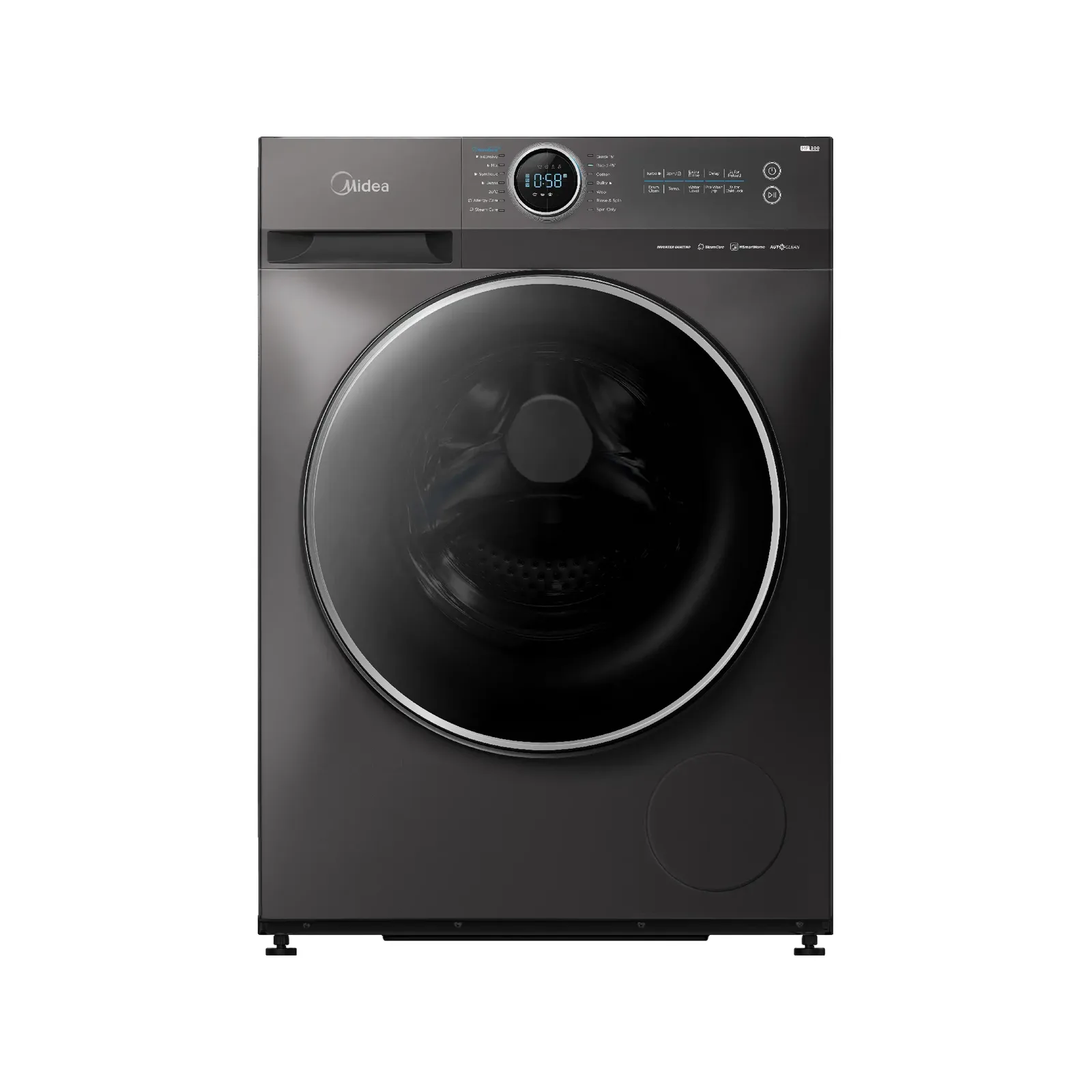 Midea 9 KG Front Load Washing Machine-Inverter Quattro Motor-Steam